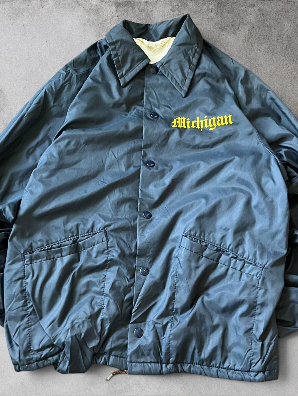 Vintage 80s University of Michigan Gothic Font Windbreaker Lined Jacket Small